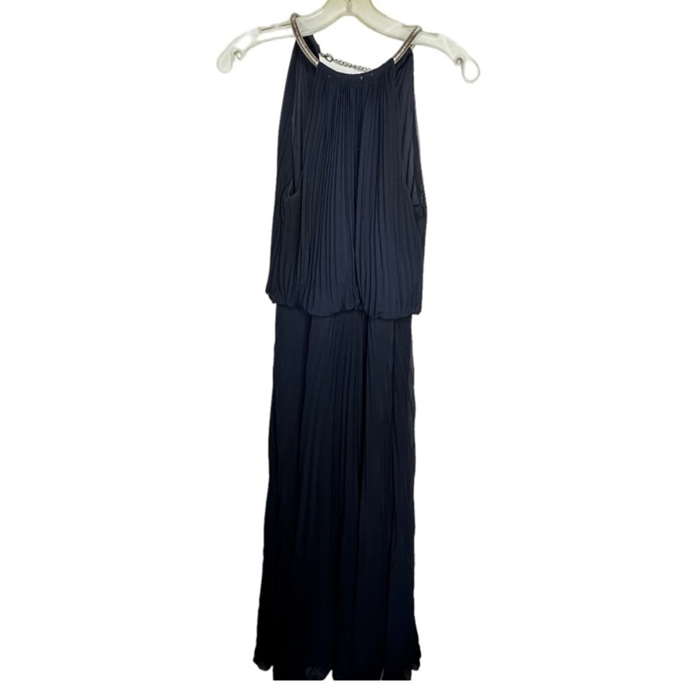 Xscape Navy‎ Pleated Maxi Dress